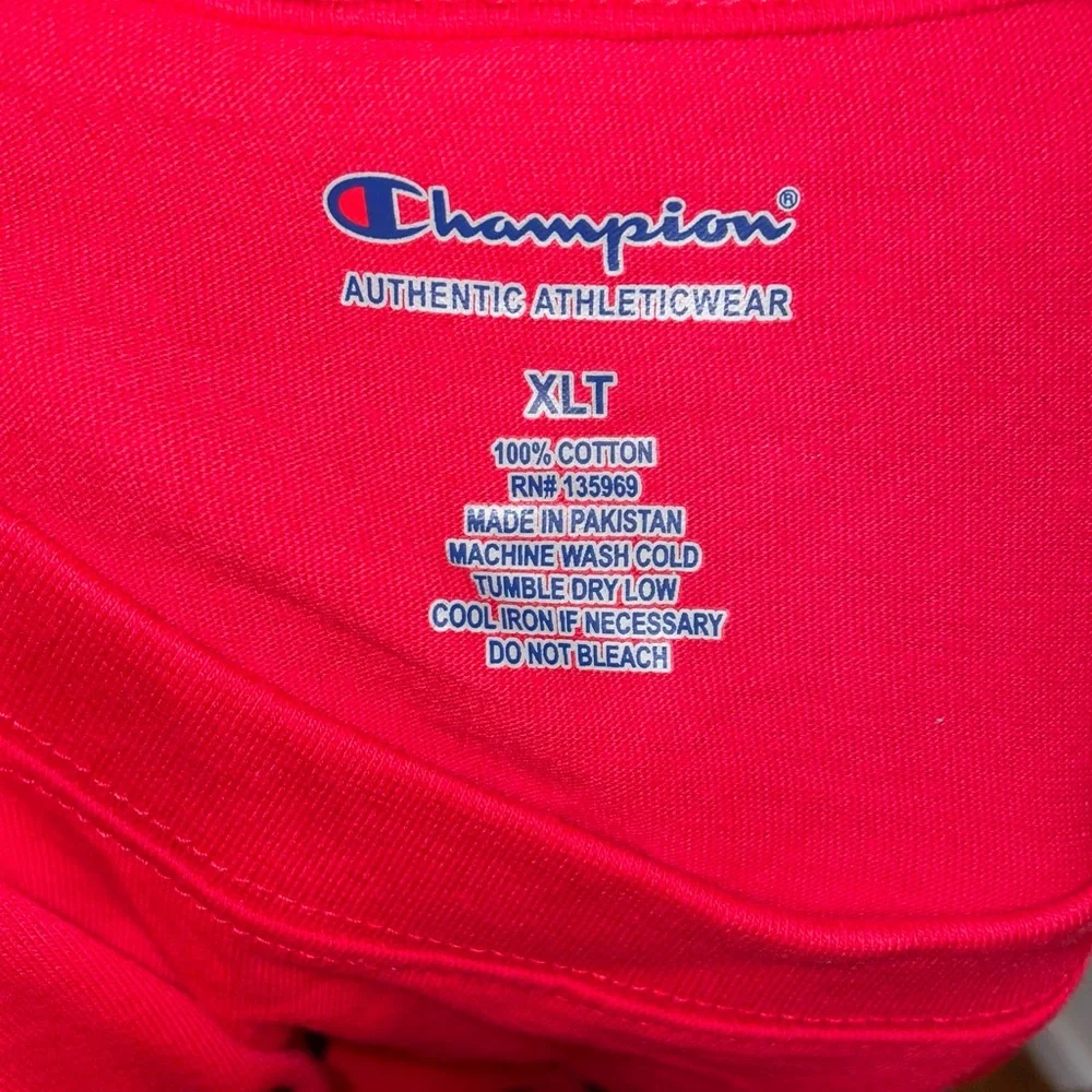 Men’s Big and Tall Red Champion short sleeve shirt, personalized, colorful - Picture 5 of 6